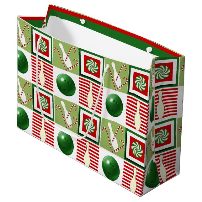 Sacola Para Presentes Grande Natal de Boliche (Frente inclinada)