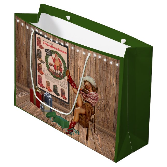 Sacola Para Presentes Grande Natal de Bota de Cowboy (Frente inclinada)