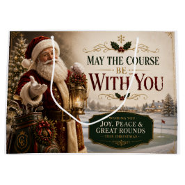 Sacola Para Presentes Grande Natal de golfe com Papai Noel no campo de golfe