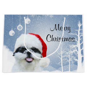 Sacola Para Presentes Grande Natal de Shih Tzu