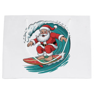 Sacola Para Presentes Grande Natal de Surfe Santa Festivo Feriado de Natal