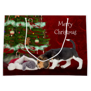 Sacola Para Presentes Grande Natal do gato e do lebreiro