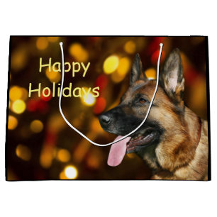 Sacola Para Presentes Grande Natal do german shepherd