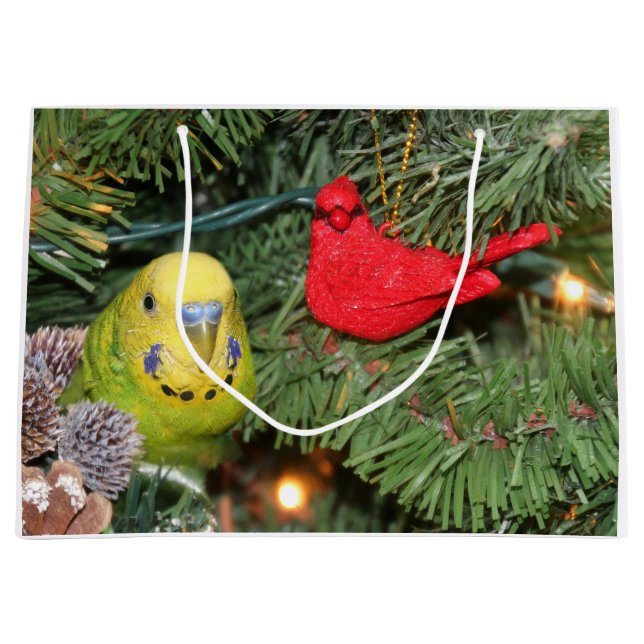 Sacola Para Presentes Grande Natal do Parakeet (Frente)