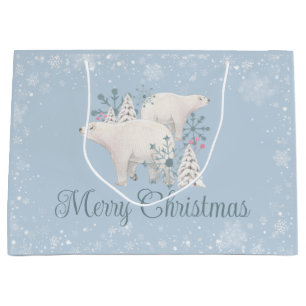 Sacola Para Presentes Grande Natal do Urso Polar Personalizado