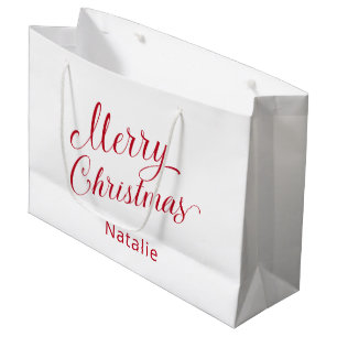 Sacola Para Presentes Grande Natal Elegante de Script Vermelho Moderno Simples