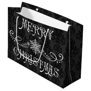 Sacola Para Presentes Grande Natal Elegante, Vintage, Damasko Vitoriano
