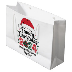 Sacola Para Presentes Grande Natal em Família 2024 Criando Memórias Juntos