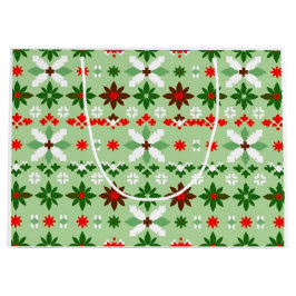 Sacola Para Presentes Grande Natal Escandinavo Fair Isle
