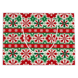Sacola Para Presentes Grande Natal Escandinavo Fair Isle