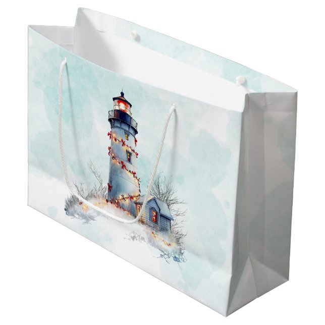 Sacola Para Presentes Grande Natal Farol Costa Natal (Frente inclinada)