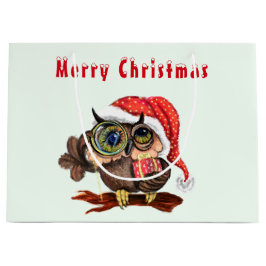 Sacola Para Presentes Grande Natal Gift Bag Baby Owl com presentes