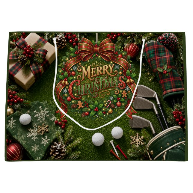 Sacola Para Presentes Grande Natal Golfe Férias (Frente)