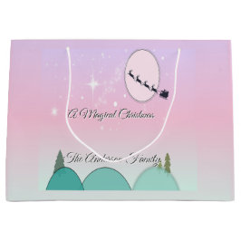 Sacola Para Presentes Grande Natal Grandioso Iluminado sob a Lua Pastel