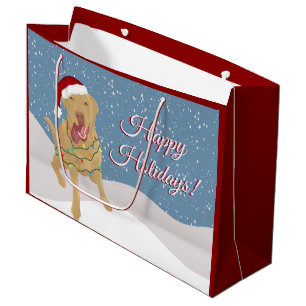 Sacola Para Presentes Grande Natal Holiday Dudley Labrador