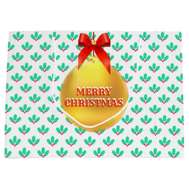 Sacola Para Presentes Grande Natal Holly Berry (Frente)