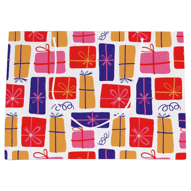 Sacola Para Presentes Grande Natal Ilustrado Presente (Frente)