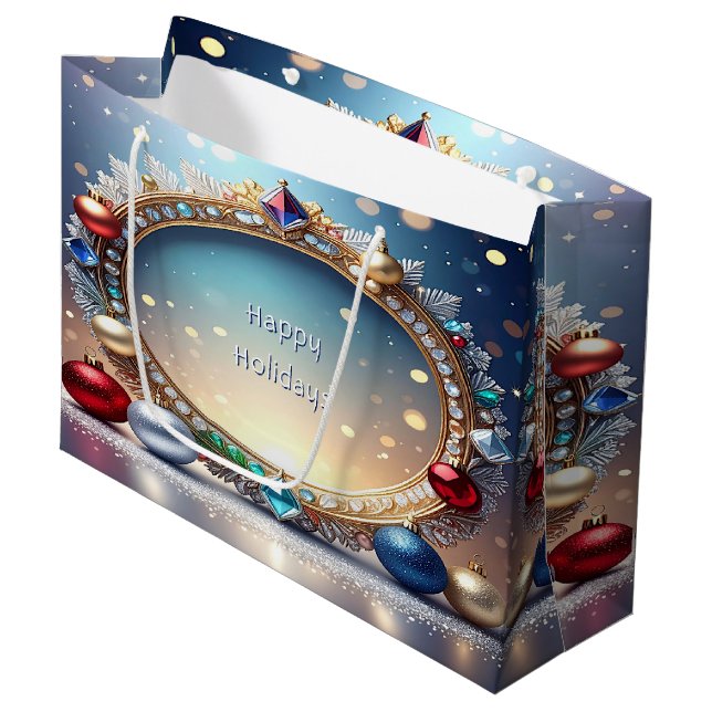 Sacola Para Presentes Grande Natal Jewel Frame Gift Bag (Frente inclinada)
