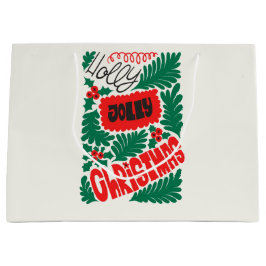 Sacola Para Presentes Grande Natal Jolly Green e Red