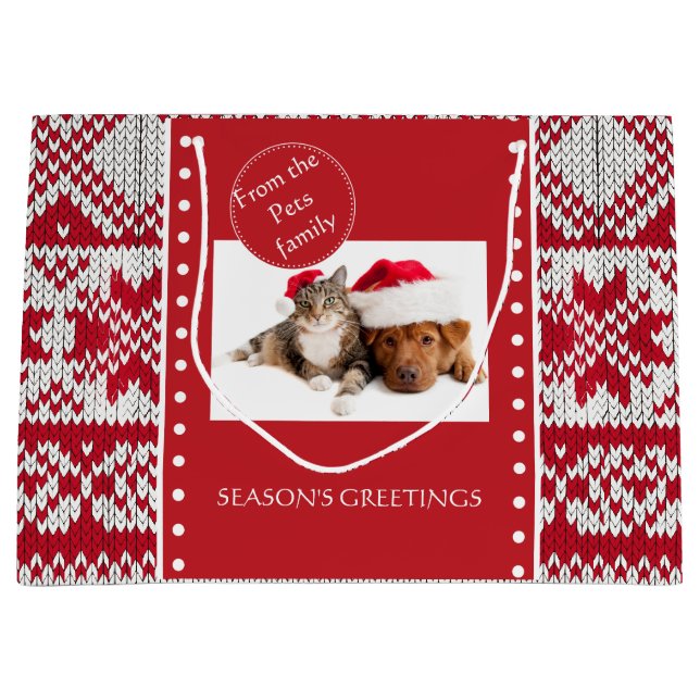 Sacola Para Presentes Grande Natal Knit (Frente)