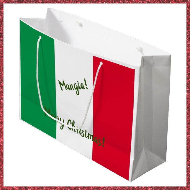 Sacola Para Presentes Grande Natal Mangia Sinalizador italiano Vermelho Branco  (Criador carregado)
