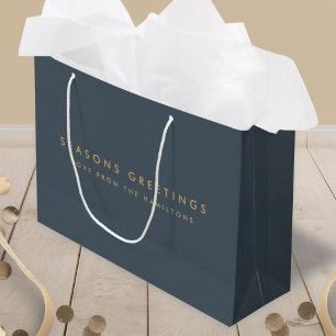 Sacola Para Presentes Grande Natal moderno Cinzas de ardósia e Dourado míni