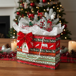 Sacola Para Presentes Grande Natal na floresta