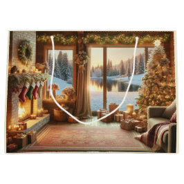 Sacola Para Presentes Grande Natal no lago Gift Bag