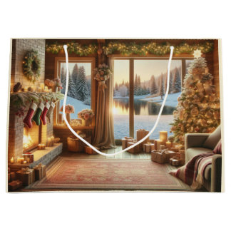 Sacola Para Presentes Grande Natal no lago Gift Bag