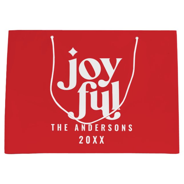 Sacola Para Presentes Grande Natal para tipografia vermelha moderna (Frente)