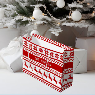 Sacola Para Presentes Grande Natal personalizado da rena do impressão vermelho