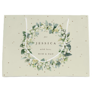 Sacola Para Presentes Grande Natal Personalizado de Snowberry+Eucalipto