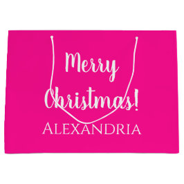 Sacola Para Presentes Grande Natal personalizado Feliz Natal Rosa Quente