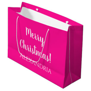 Sacola Para Presentes Grande Natal personalizado Feliz Natal Rosa Quente