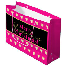 Natal Personalizado Rosa Quente Preto Dourado Cora