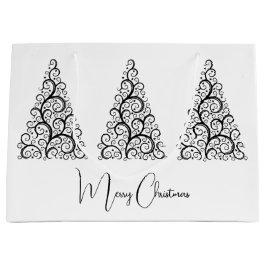 Sacola Para Presentes Grande Natal preto e branco