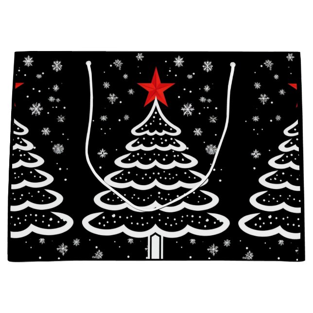 Sacola Para Presentes Grande Natal preto e vermelho (Frente)