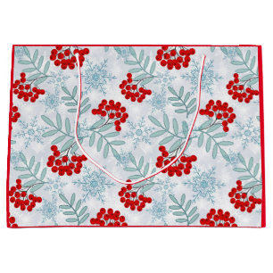 Sacola Para Presentes Grande Natal, Rowan, vermelho, branco, flocos de neve