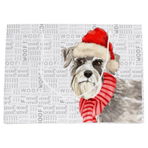 Sacola Para Presentes Grande Natal Schnauzer Cachorro Palavras Feriado