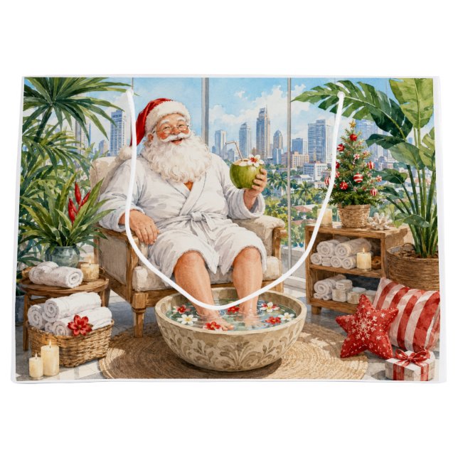 Sacola Para Presentes Grande Natal Spa do Papai Noel (Frente)