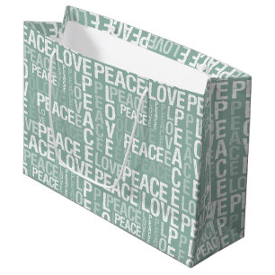 Sacola Para Presentes Grande Natal Verde Hortelã Branco Paz Amor
