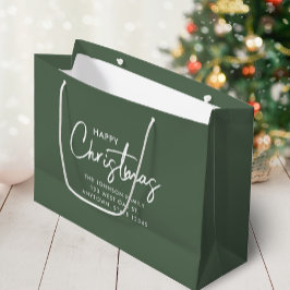 Sacola Para Presentes Grande Natal Verde Salvia Moderno