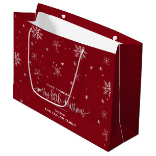 Sacola Para Presentes Grande Natal vermelho do floco de neve