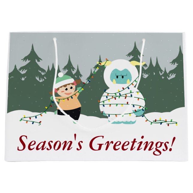 Sacola Para Presentes Grande Natal Yeti (Frente)