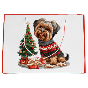 Sacola Para Presentes Grande Natal Yorkshire Terrier Dogs