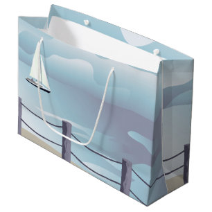 Sacola Para Presentes Grande Navegação em veleiro Aqua Ocean Lg Gift Bag