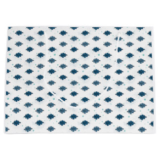 Sacola Para Presentes Grande Navy Blue Bow Pattern Large Glossy Gift Bag