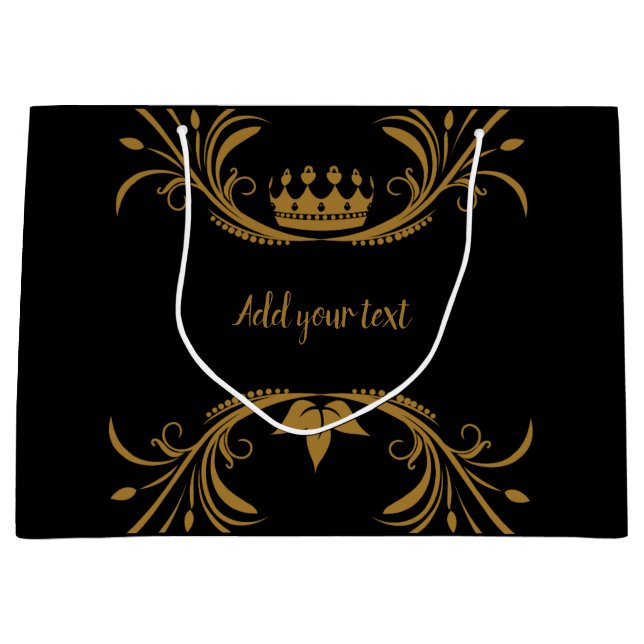 Sacola Para Presentes Grande Negro e ouro (Frente)