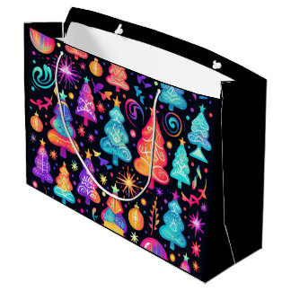 Sacola Para Presentes Grande Neon Christmas