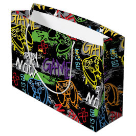 Sacola Para Presentes Grande Neon Graffiti Gaming Pattern
